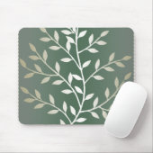 Tapis De Souris Branches feuillues élégantes vert clair et (Avec souris)