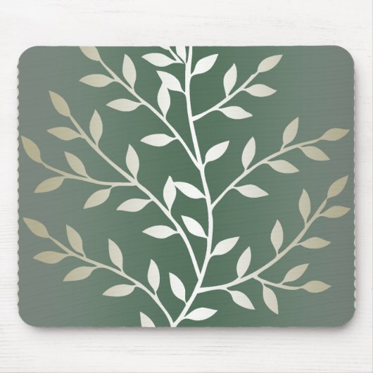 Tapis De Souris Branches feuillues élégantes vert clair et (Devant)