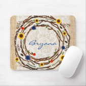 Tapis de souris Branches Florales Rustiques Dentel (Avec souris)