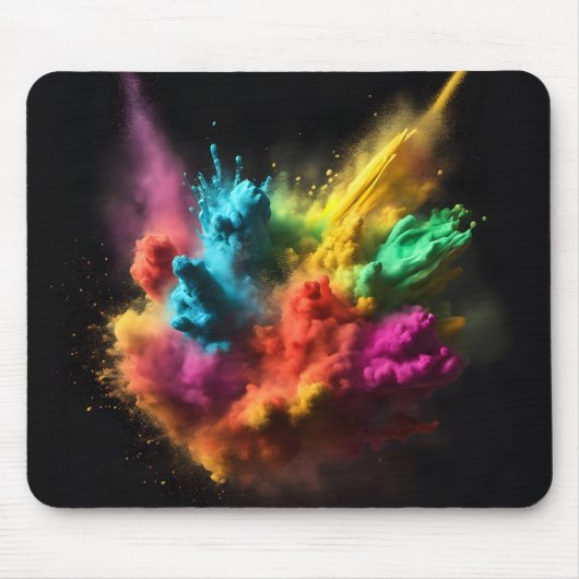 Tapis De Souris Bras en poudre arc-en-ciel sur noir (Devant)