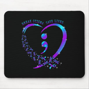 Tapis De Souris Break Stigma Sauver des vies Coeur Semicolon Suici