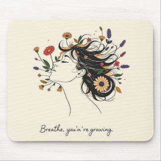 Tapis De Souris “Breathe, You’re Growing” Floral Mindfulness pad
