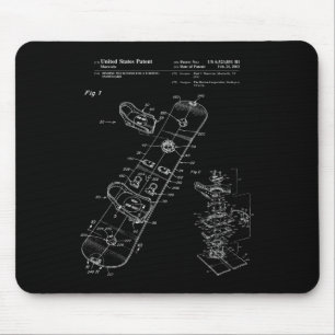 Tapis De Souris Brevet vintage Snowboard Imprimer Cadeau