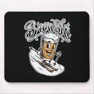 Tapis De Souris Brewski verre à bière drôle de ski cartoon rétro