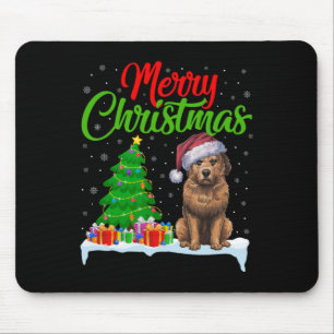 Tapis De Souris Briard Chien de Noël Lumières Arbre de Noël Funky 