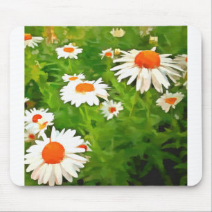Tapis De Souris Bright Colorful Jardin blanc pâle marguerites v4b