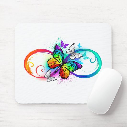 Tapis De Souris Bright infinity with rainbow butterfly (Avec souris)