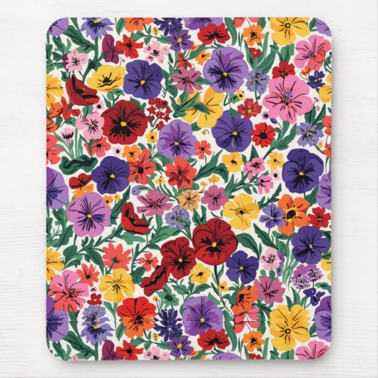 Tapis De Souris Bright Spring Pansies Floral Garden Pattern (Devant)