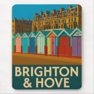 Tapis De Souris Brighton Beach Huts - Imprimer de bord de mer colo