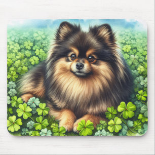 Tapis De Souris Brindle Pomeranian Shamrock