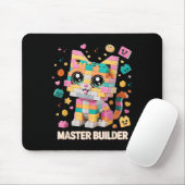 Tapis De Souris Briques de construction de chat Maître constructeu (Avec souris)