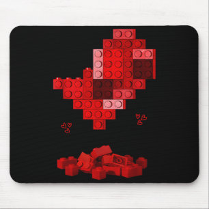 Tapis De Souris Briques de construction de coeur pour la Saint-Val