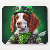 Tapis De Souris Brittany Spaniel driving bike St. Patrick's Day (Devant)
