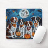 Tapis De Souris Brittany Spaniel Halloween Effrayant (Avec souris)