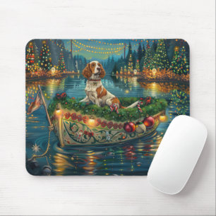 Tapis De Souris Brittany Spaniel Noël Festive Voyage