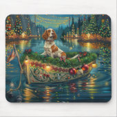 Tapis De Souris Brittany Spaniel Noël Festive Voyage (Devant)