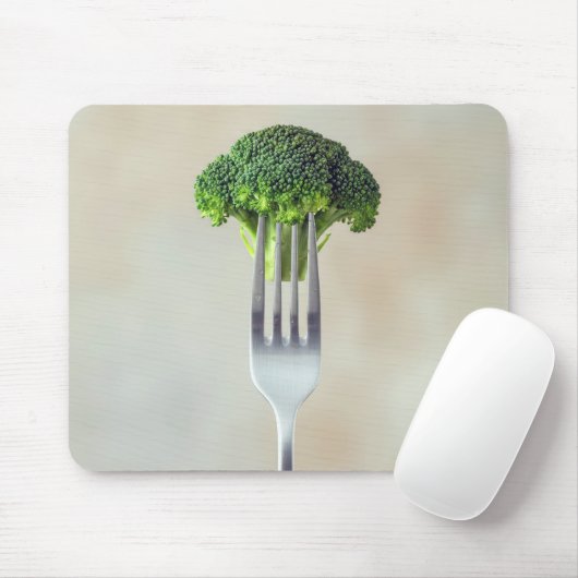 Tapis De Souris Broccoli Floret On a Fork (Avec souris)