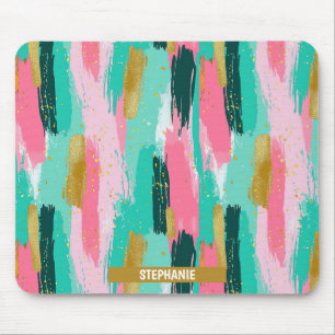 Tapis De Souris Brochures Abstraites colorées - Monnaie et Rose (4
