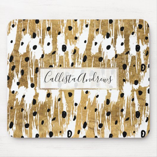 Tapis De Souris Brochures d'or Pois d'art moderne (Devant)