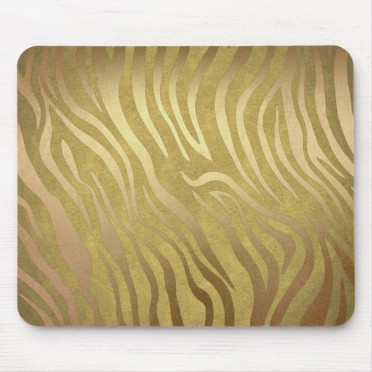 Tapis De Souris Bronze d'or Zebra Print Jungle Safari Glam (Devant)