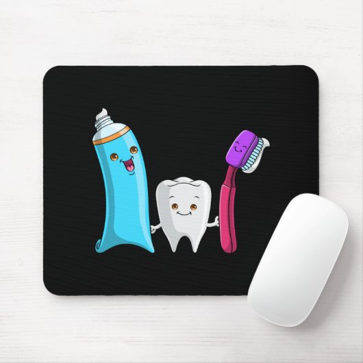 Tapis De Souris Brosse à dents mignonnes et coller les dents (Avec souris)