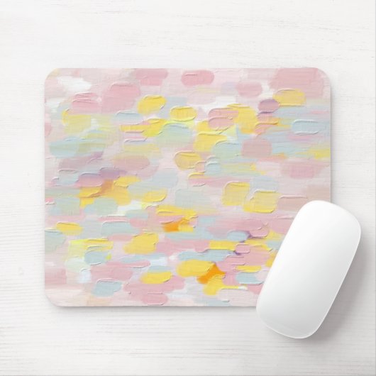 Tapis De Souris Brosse à huile rose. Abstrait moderne mignon (Avec souris)