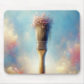 Tapis De Souris Brosse à peinture avec le souffle de bébé rose (Devant)