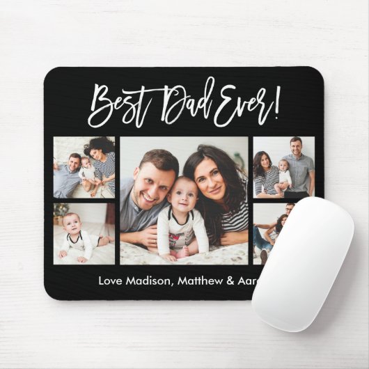 Tapis De Souris Brosse moderne Script 5 Photos Meilleur Papa Jamai (Avec souris)