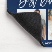 Tapis De Souris Brosse moderne Script Best Papa Ever 3 Photos Bleu (Coin)