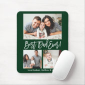 Tapis De Souris Brosse moderne Script Best Papa Ever 3 Photos Vert (Avec souris)