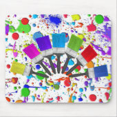 Tapis De Souris Brosses à peinture arc-en-ciel sur plaques (Devant)