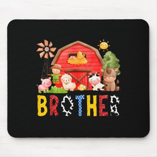 Tapis De Souris Brother Farm Cow Birthday Boy Matching Family Matc (Devant)