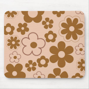Tapis De Souris Brown Automne Retro Y2K Hippie Flower Motif