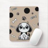 Tapis De Souris Brown & Black Poisson Bones Chien Chien Chien Chie (Avec souris)