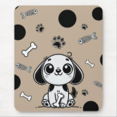Tapis De Souris Brown & Black Poisson Bones Chien Chien Chien Chie (Devant)