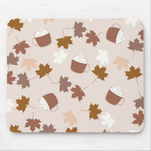 Tapis De Souris Brown Feuilles d'érable Latte café Motif Vintage