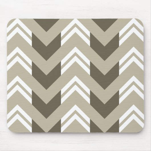 Tapis De Souris Brown moderne, beige, motif blanc de Chevron (Devant)