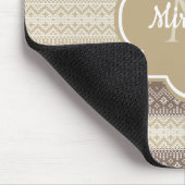 Tapis De Souris Brown neutre et Tan Knit Motif avec nom (Coin)