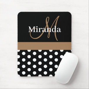 Tapis De Souris Brown Noir Blanc Polka Point Monogramme Panier