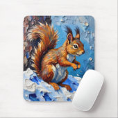 Tapis De Souris Brown Squirrel in the Snow (Avec souris)