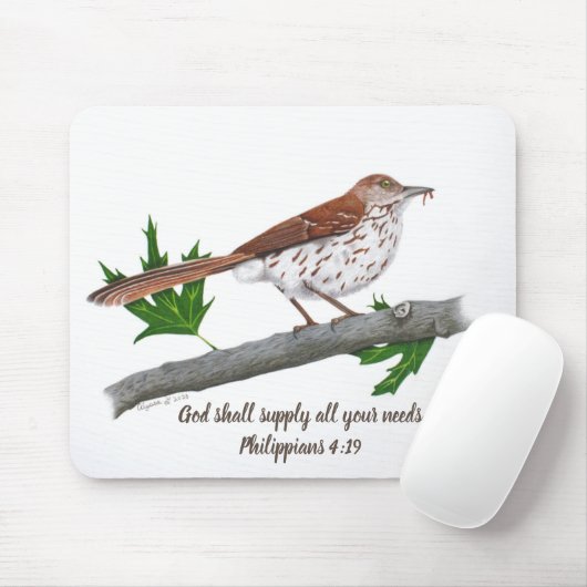 Tapis De Souris Brown Thrasher Inspiration Mousepad (Avec souris)