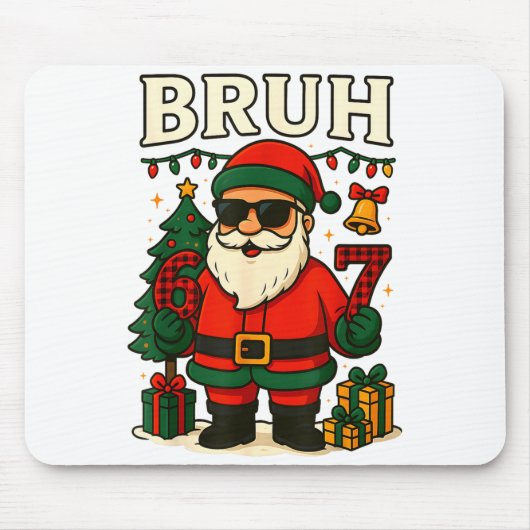 Tapis De Souris Bruh 67 Six Seven 6 7 Meme Christmas Santa Pajamas (Devant)