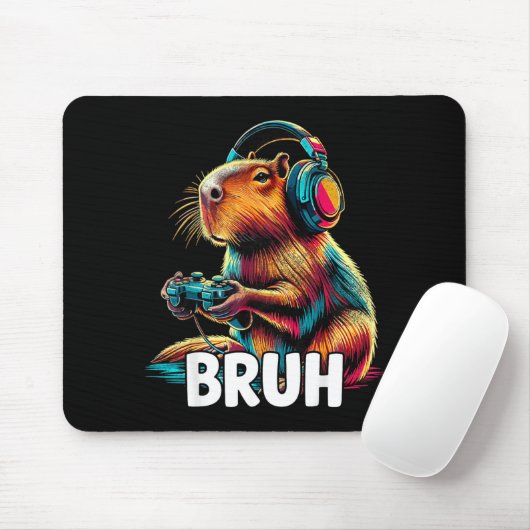 Tapis De Souris Bruh Capybaras Funny Video Games Capybara (Avec souris)