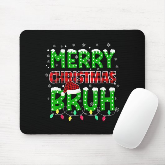 Tapis De Souris Bruh Christmas Red Plaid (Avec souris)
