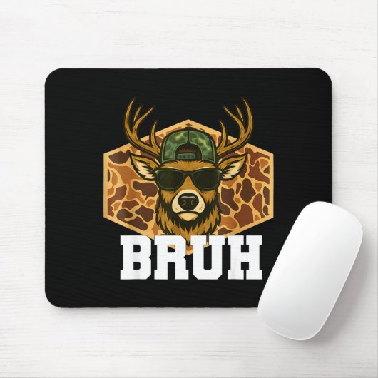 Tapis De Souris Bruh Deer Funny Deer Hunting Camo Hat Youth Teens (Avec souris)