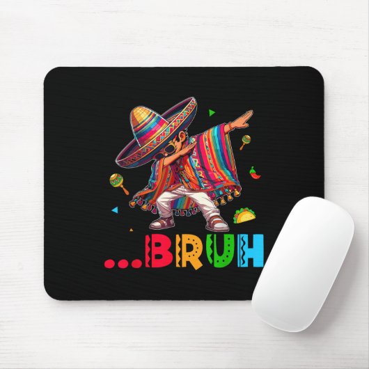 Tapis De Souris Bruh Mexicain Garçon Dabbing Poncho Cinco De Mayo (Avec souris)