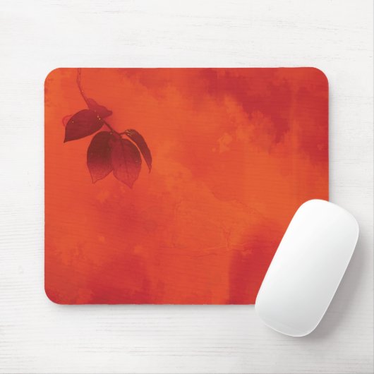 Tapis De Souris Brûlé Orange Persimmon Feuilles Abtract Automne (Avec souris)