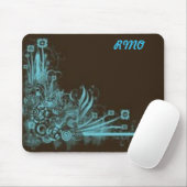 Tapis De Souris Brun et remous bleu Mousepad (Avec souris)