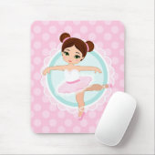 Tapis De Souris Brunette Ballerina - Fille danseuse de ballet rose (Avec souris)