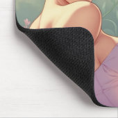 Tapis De Souris Brunette Pin-Up Fleurs Pastel (Coin)